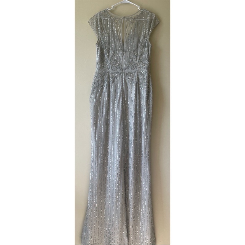 BHLDN Calais Beaded Column Gown In
Morning Mist Blue Size 4,6 - Picture 5 of 11
